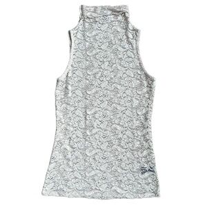 BUCKLE BLACK CREAM LACE FULL LENGTH TURTLENECK TANK TOP  SIZE XS